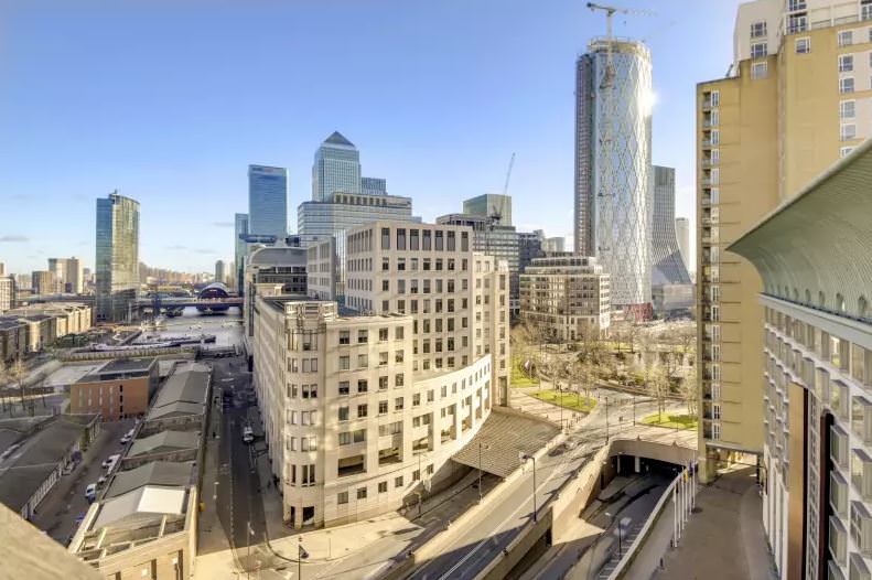 A view of Canary Wharf bridge in London A view of Canary Wharf bridge in London