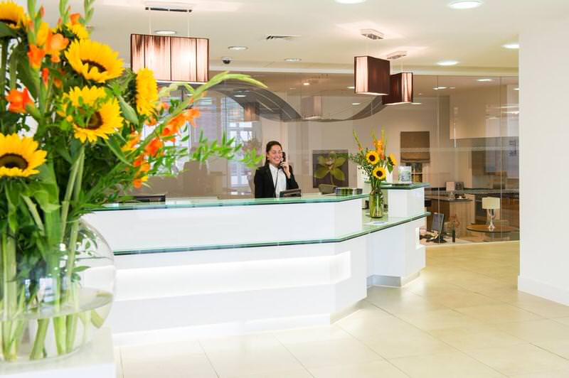 A reception desk at a London serviced accommodation A reception desk at a London serviced accommodation