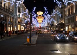London christmas decorations above road